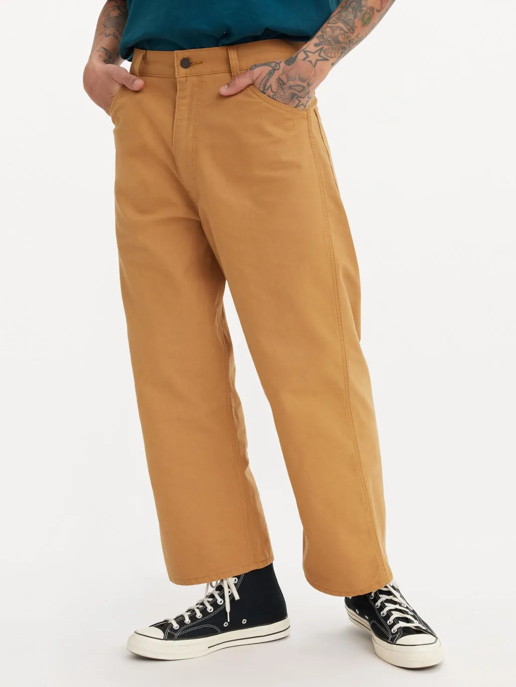 Men's Tan Brown Loose Fit Mid Rise Jeans