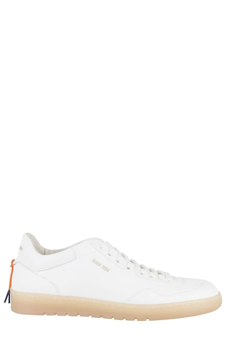 Minimalist Leather Sneakers With Contrasting Heel Tab