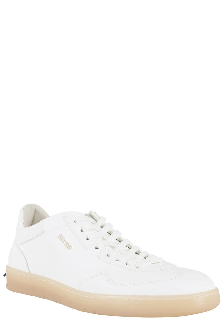 Minimalist Leather Sneakers With Contrasting Heel Tab