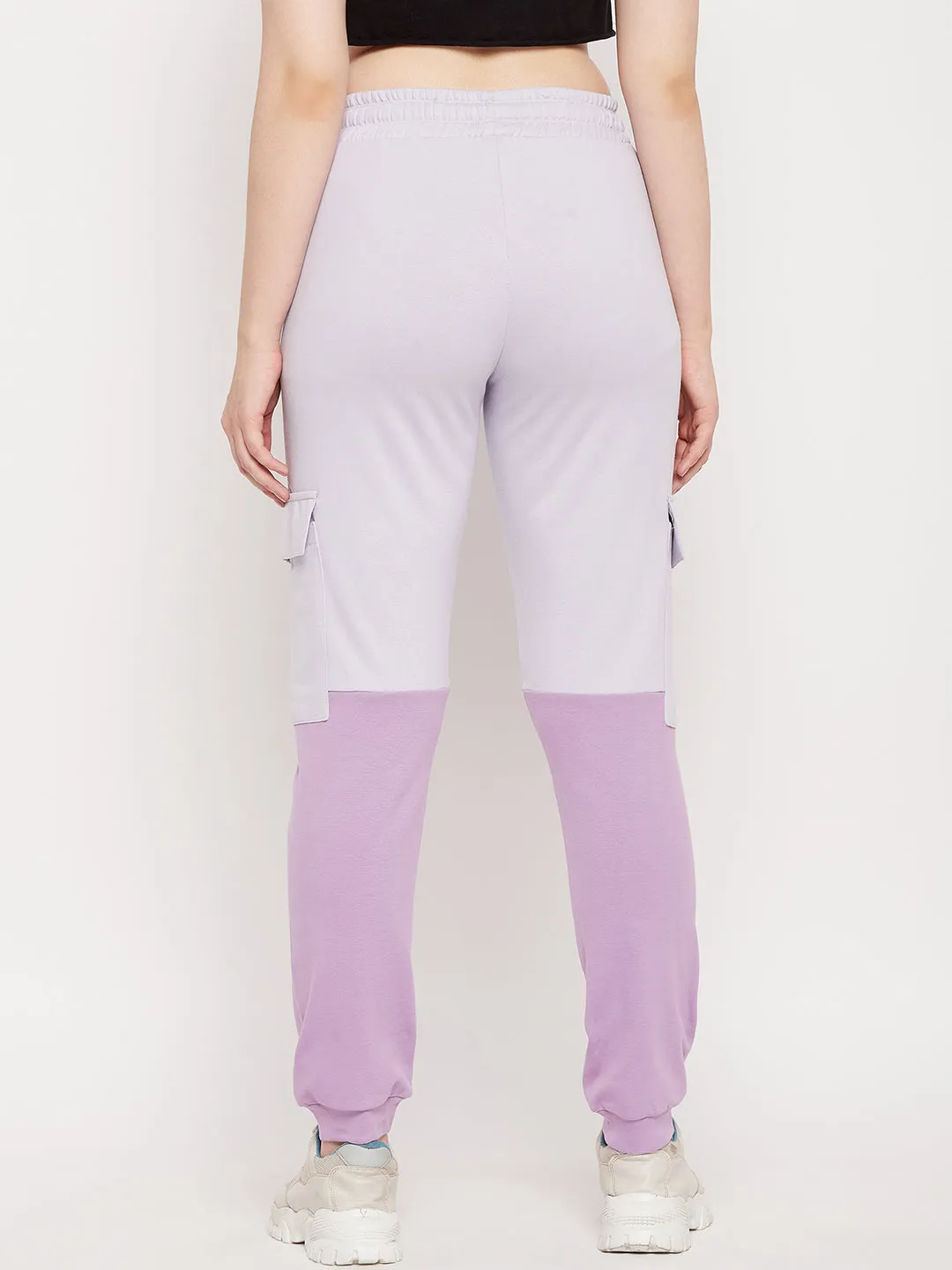 mSECRET Light Mauve Colourblock Cotton Trackpants