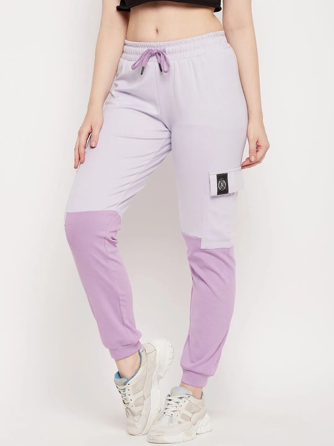 mSECRET Light Mauve Colourblock Cotton Trackpants
