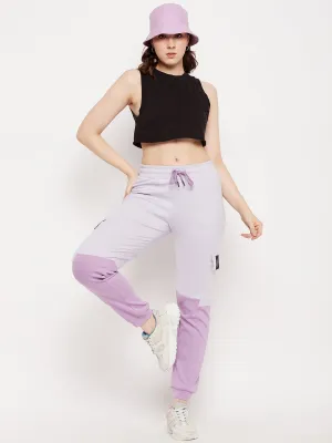mSECRET Light Mauve Colourblock Cotton Trackpants