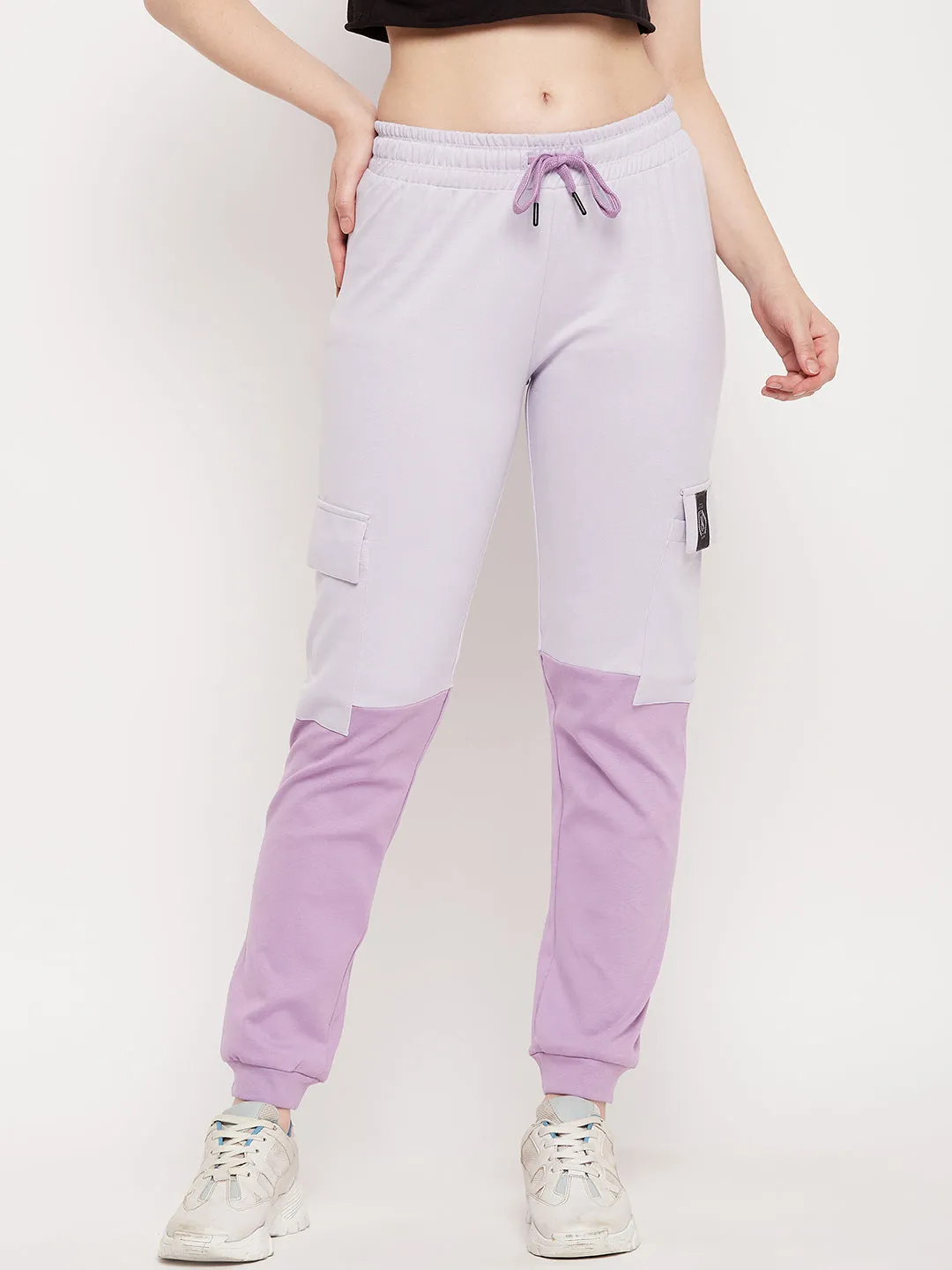 mSECRET Light Mauve Colourblock Cotton Trackpants