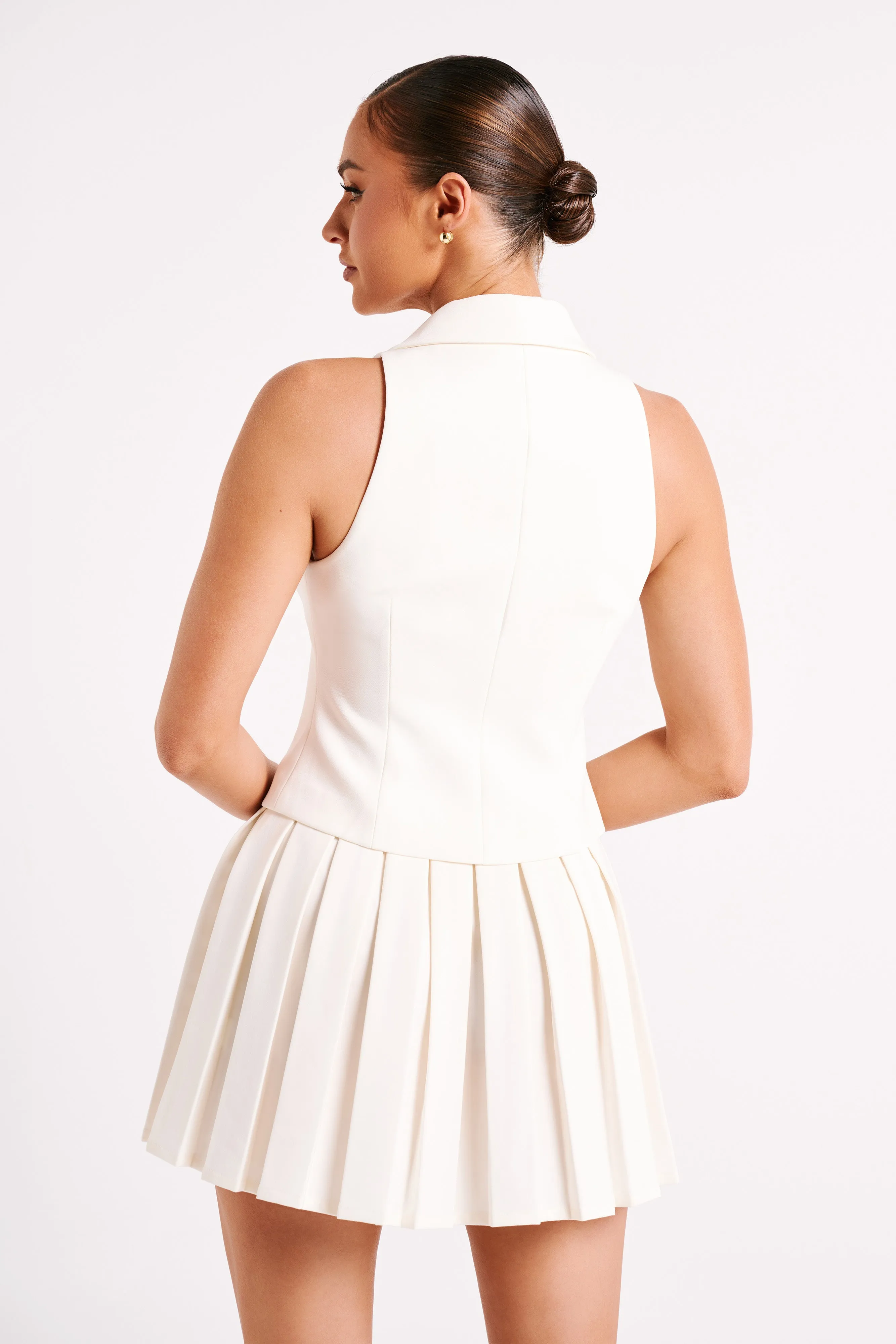 Mura Pleated Mini Skirt - Ivory