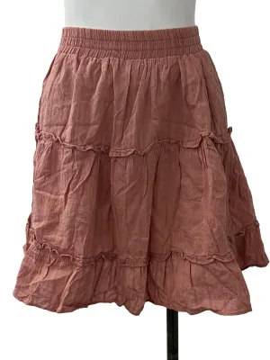Muted Pink Textured Tiered Skirt