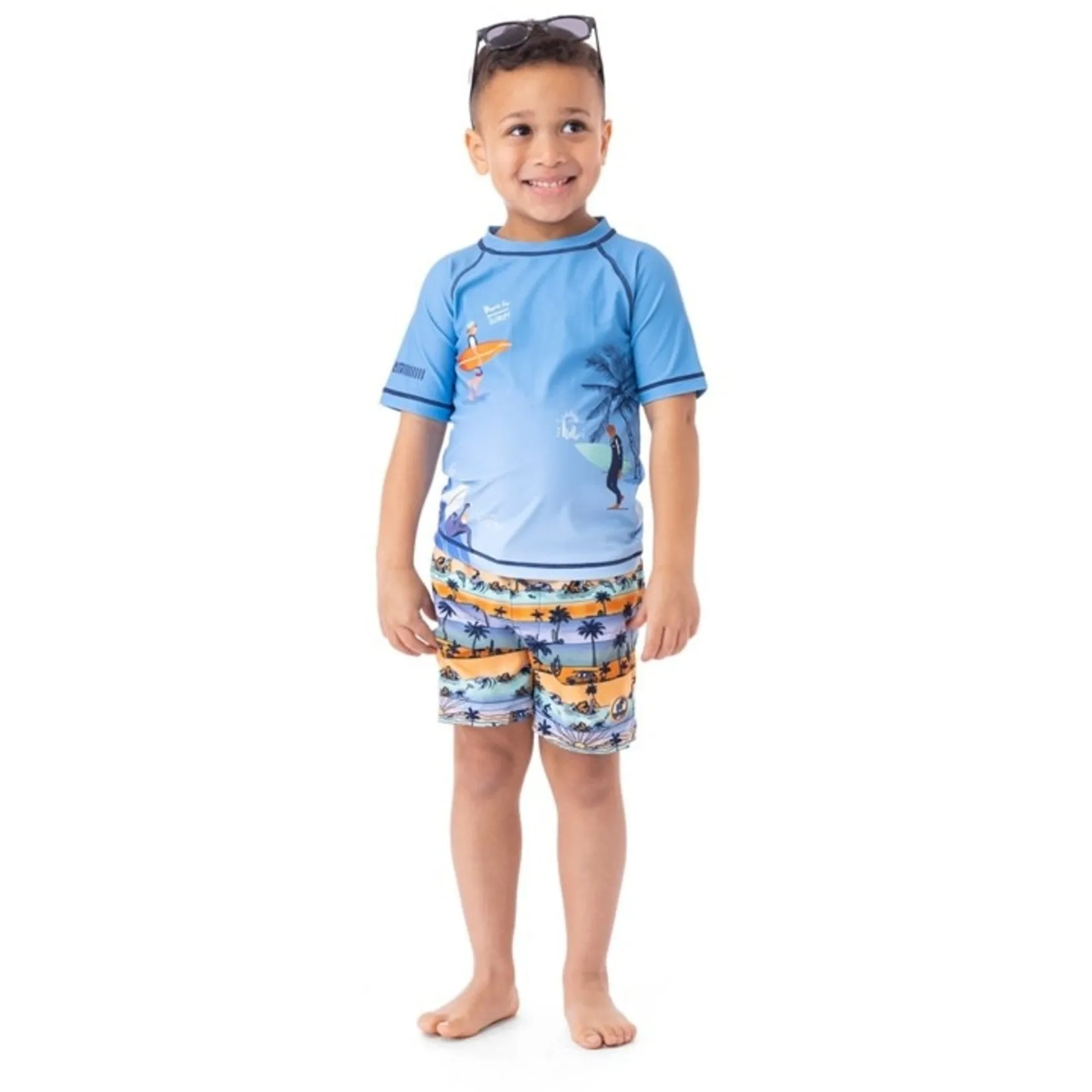 Nano Baby Boys Boardshort in Oceanside Orange: Size 12M to 18M