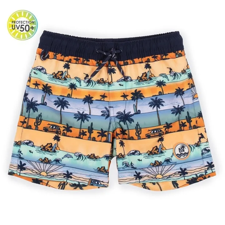 Nano Baby Boys Boardshort in Oceanside Orange: Size 12M to 18M