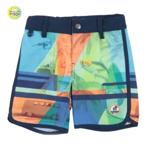 Nano Boys “Shark & Surf Van” Print Swim Trunks : Size 2 to 14 years
