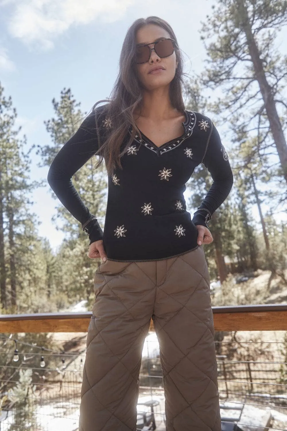 Natasha Henley Shirt - Black - SALE