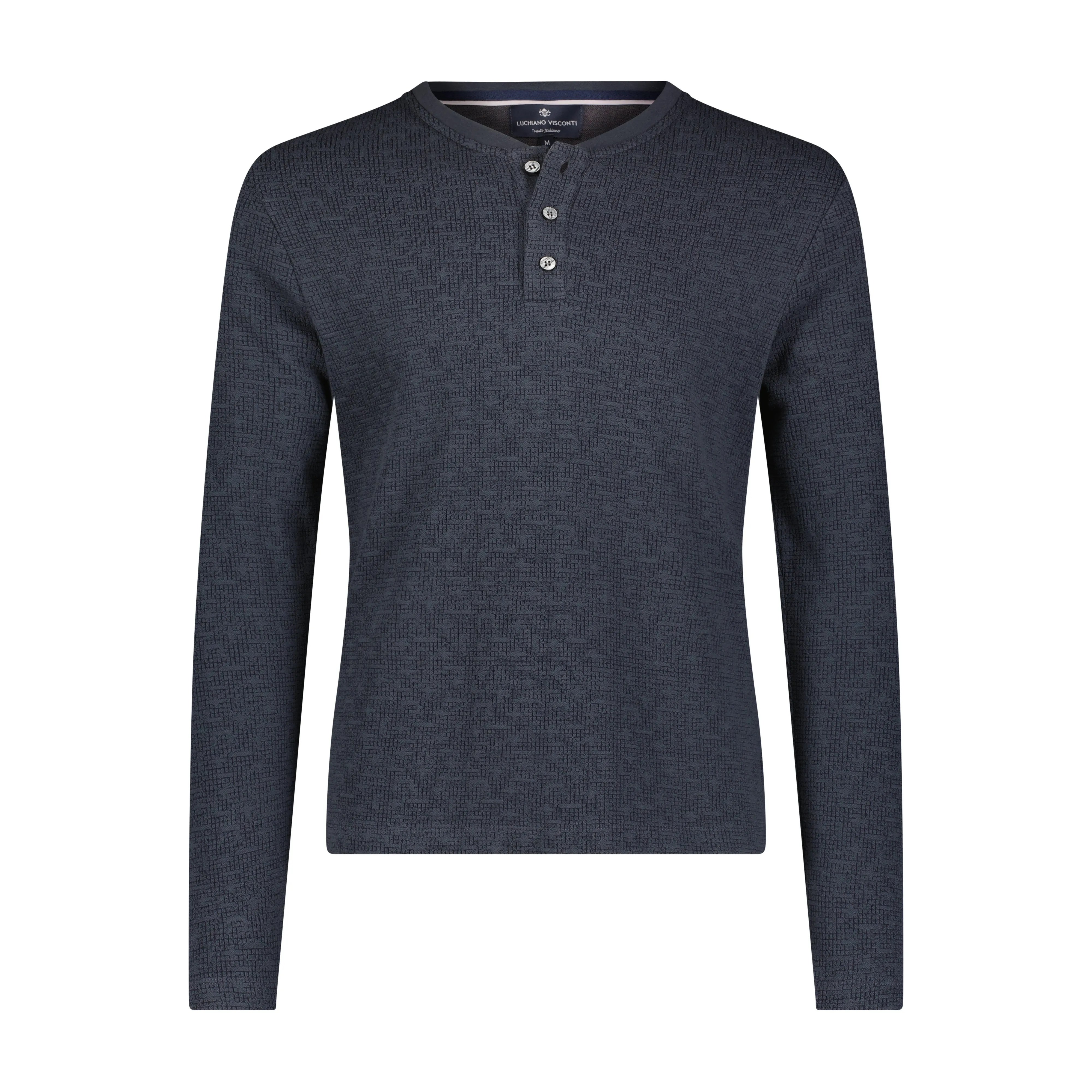 Navy Jacquard Performance Henley