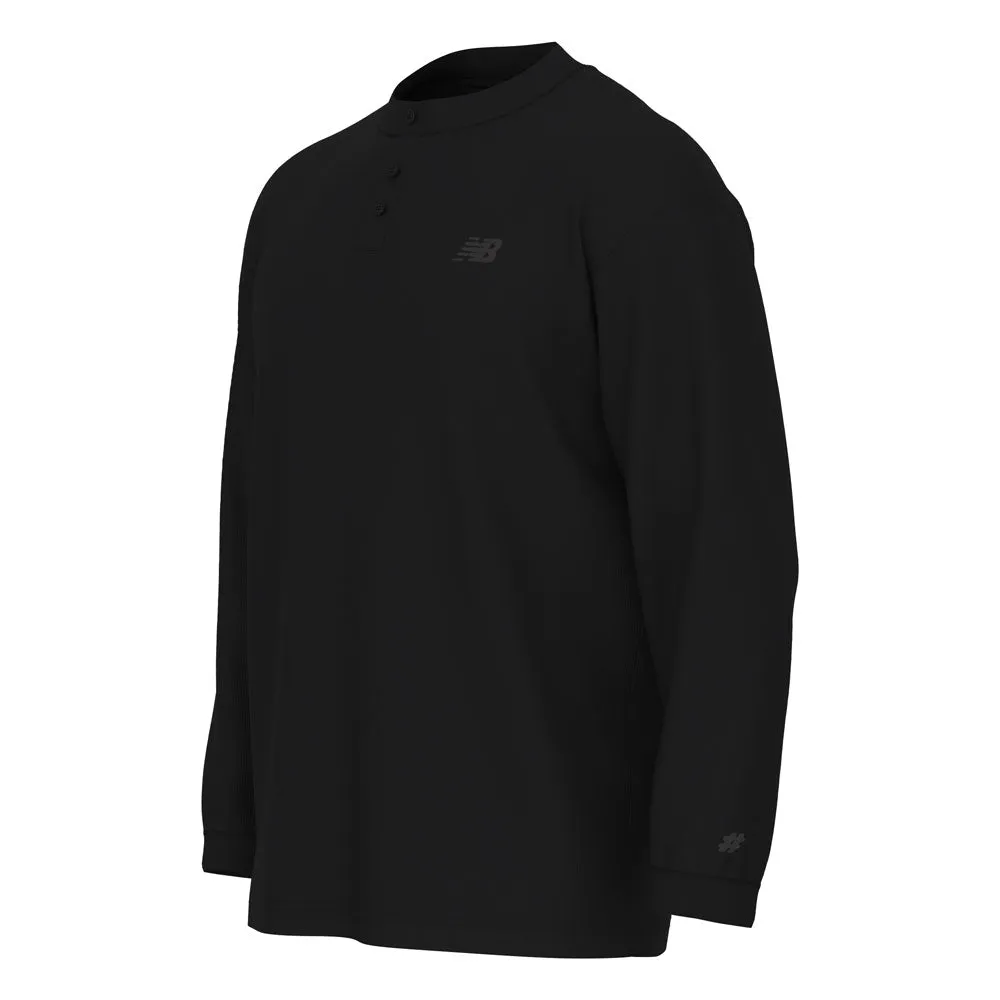 New Balance Numeric Waffle Knit Long Sleeve Henley (Black)