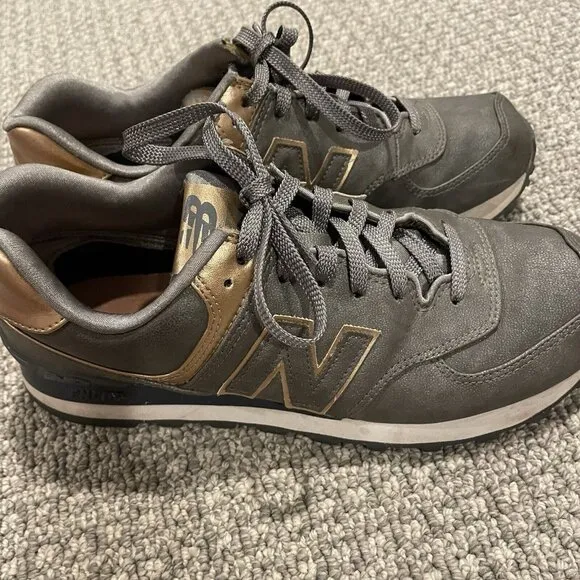 New Balance Sneakers Women's Size 8.5 Precious Metals 574 Gray Metallic Shoes