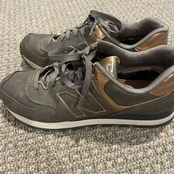 New Balance Sneakers Women's Size 8.5 Precious Metals 574 Gray Metallic Shoes