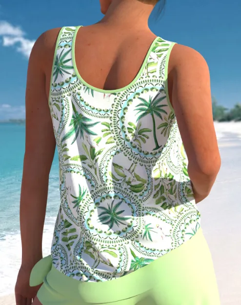 NEW MODLILY® Mid Waisted Plus Size Asymmetry Tankini Set, Sz 3XL Fits True, Retails $52