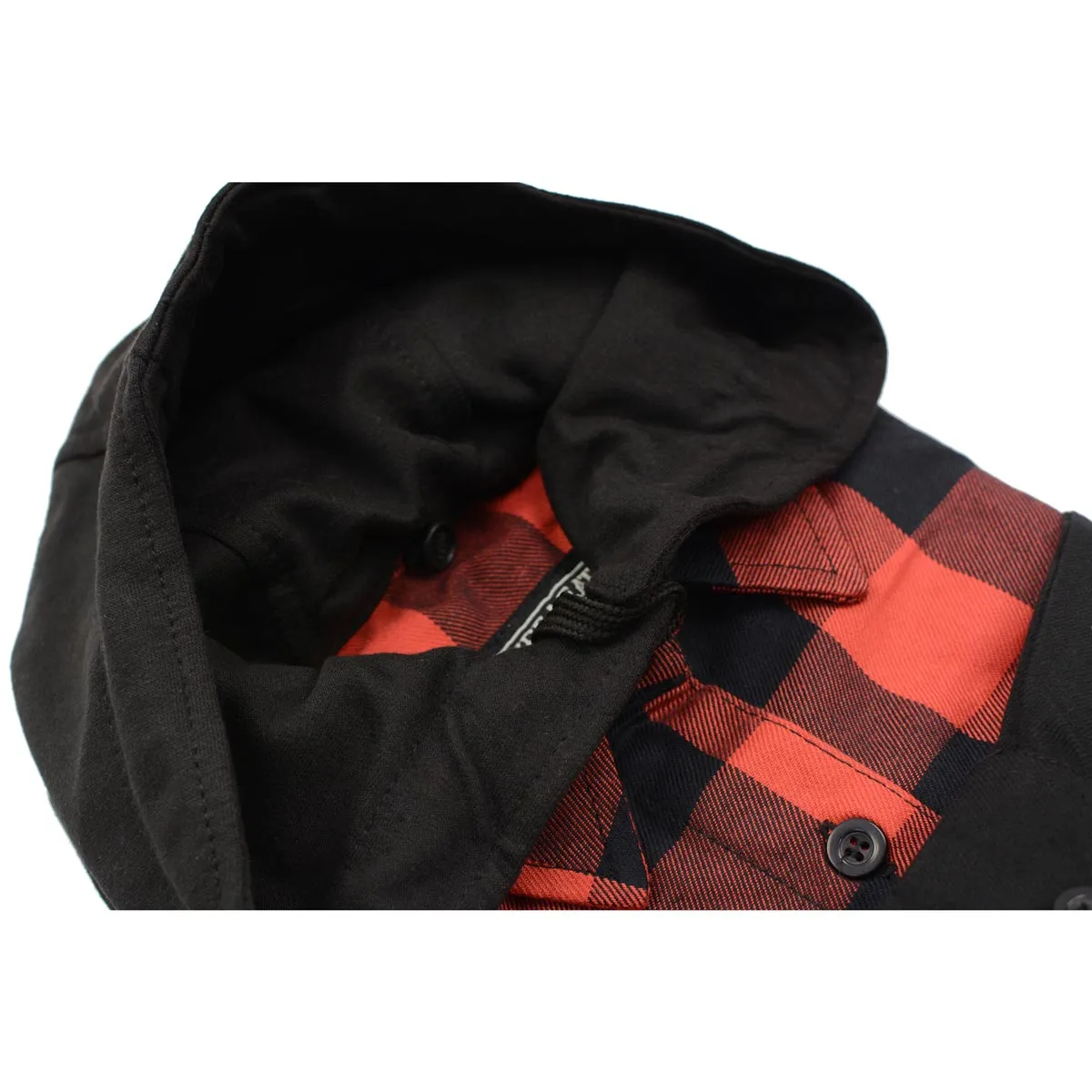 NexGen MNG21602 Women's Casual Black and Red Long Sleeve Cotton Flannel Shirt with Hoodie