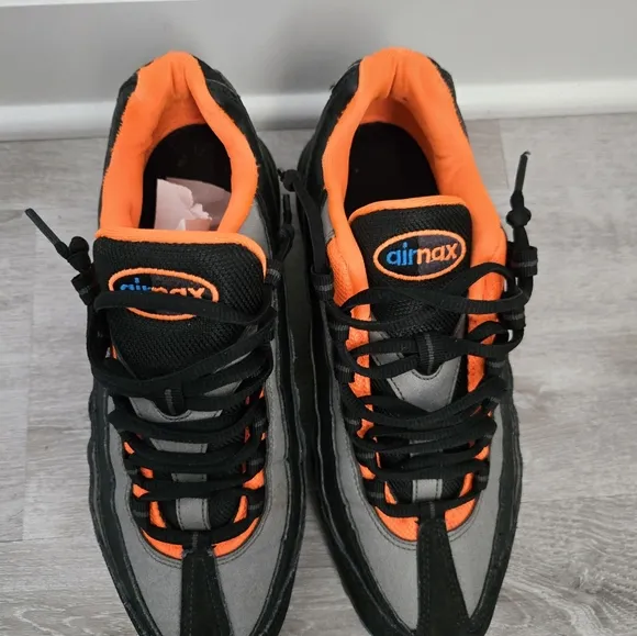 Nike Air Max 95s Midnight Fog Blue and Total Orange Youth Sneakers