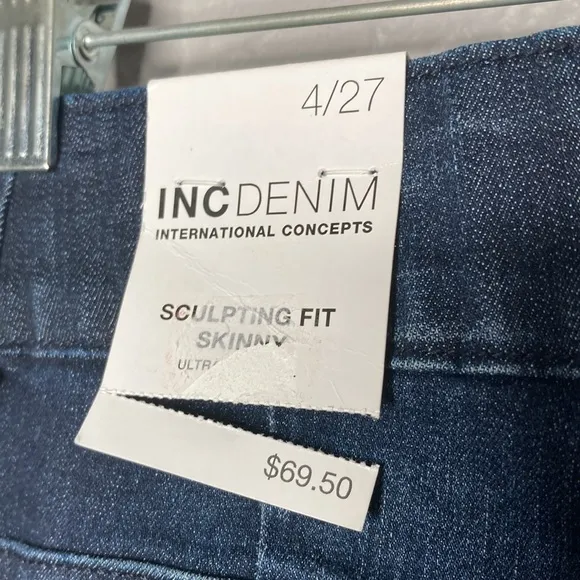 NWT INC Denim Dark Blue Sculpting-Fit Skinny Jeans Women's Size 4/27