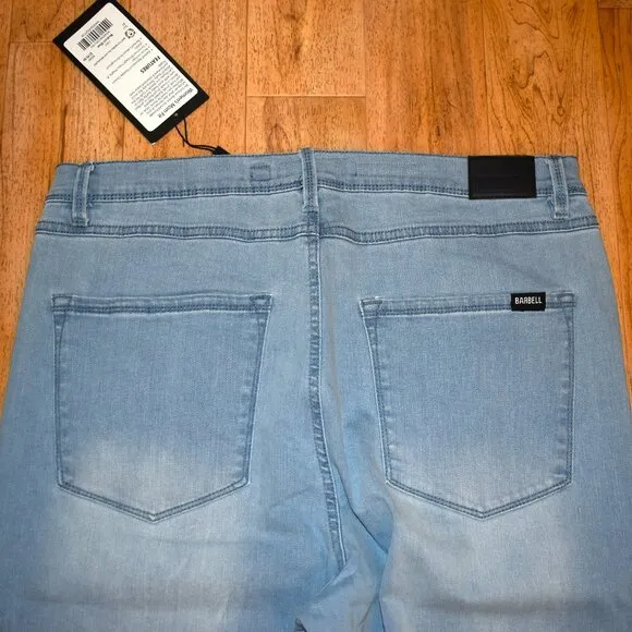 NWT Women's Barbell Apparel Mom Fit Distressed Blue Denim Jeans Sz 31