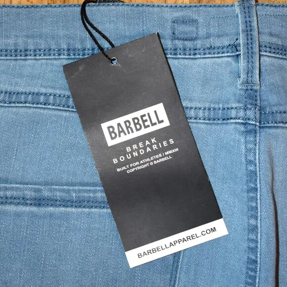 NWT Women's Barbell Apparel Mom Fit Distressed Blue Denim Jeans Sz 31