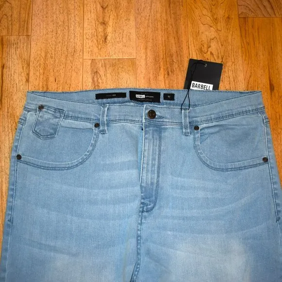 NWT Women's Barbell Apparel Mom Fit Distressed Blue Denim Jeans Sz 31