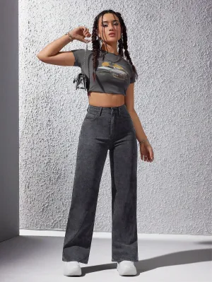 Obsidian Straight Fit High-Waist Denim