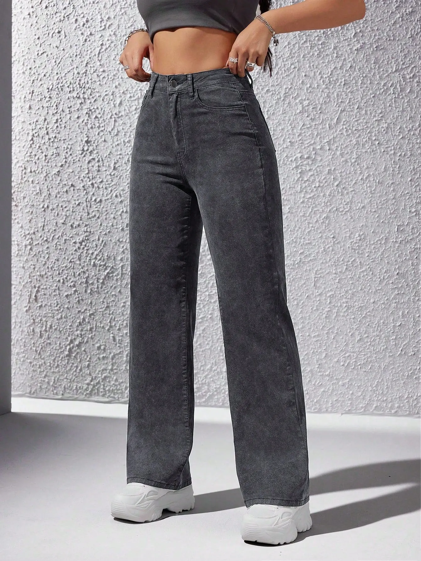 Obsidian Straight Fit High-Waist Denim