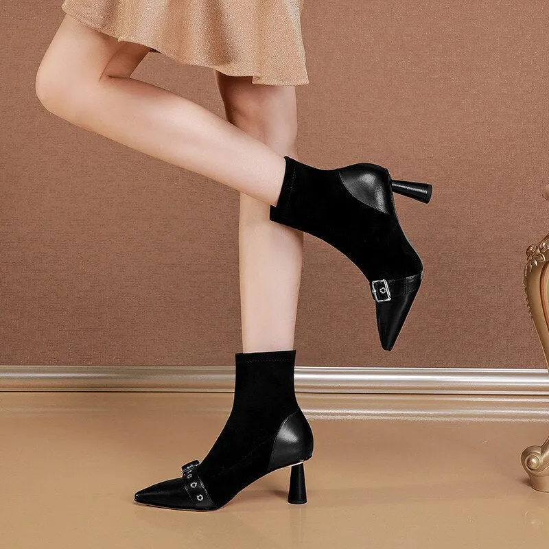 Office Lady Boots Fashion Belt Buckle