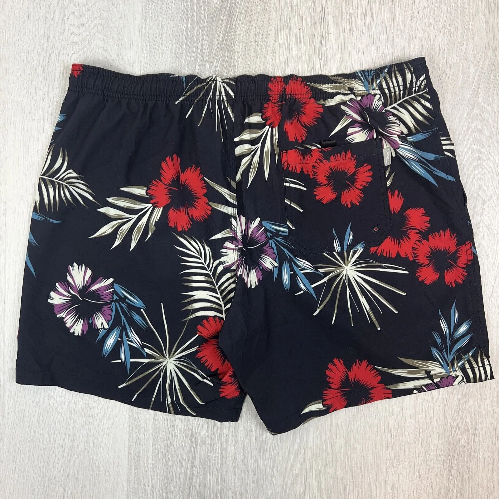 Okanui Mens Black Floral Pattern Board Shorts Boardies Swim Shorts Beach Size 3X