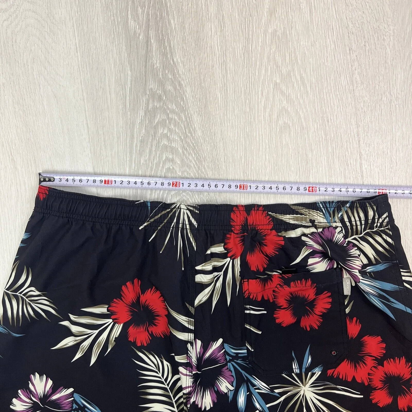 Okanui Mens Black Floral Pattern Board Shorts Boardies Swim Shorts Beach Size 3X