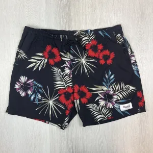 Okanui Mens Black Floral Pattern Board Shorts Boardies Swim Shorts Beach Size 3X