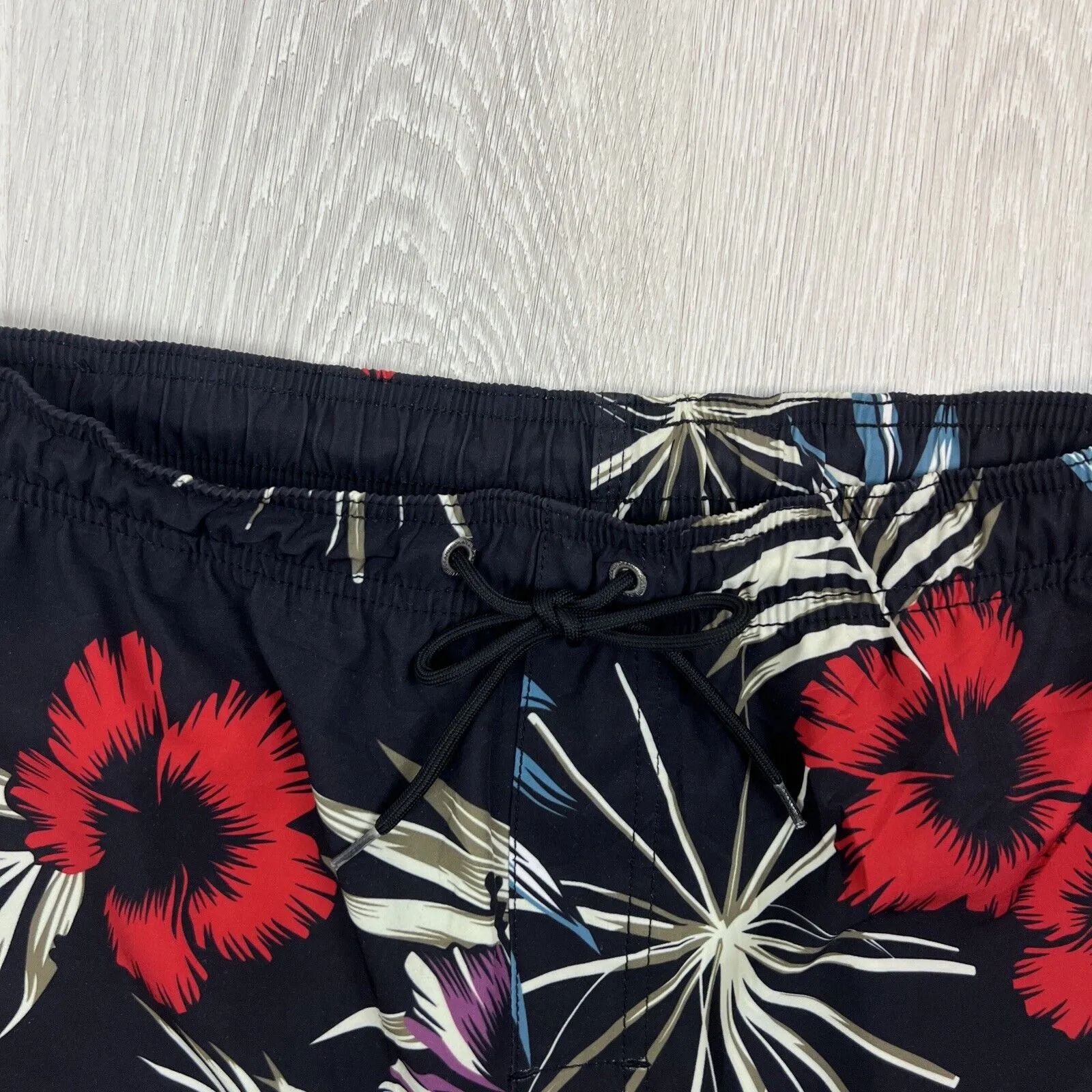 Okanui Mens Black Floral Pattern Board Shorts Boardies Swim Shorts Beach Size 3X