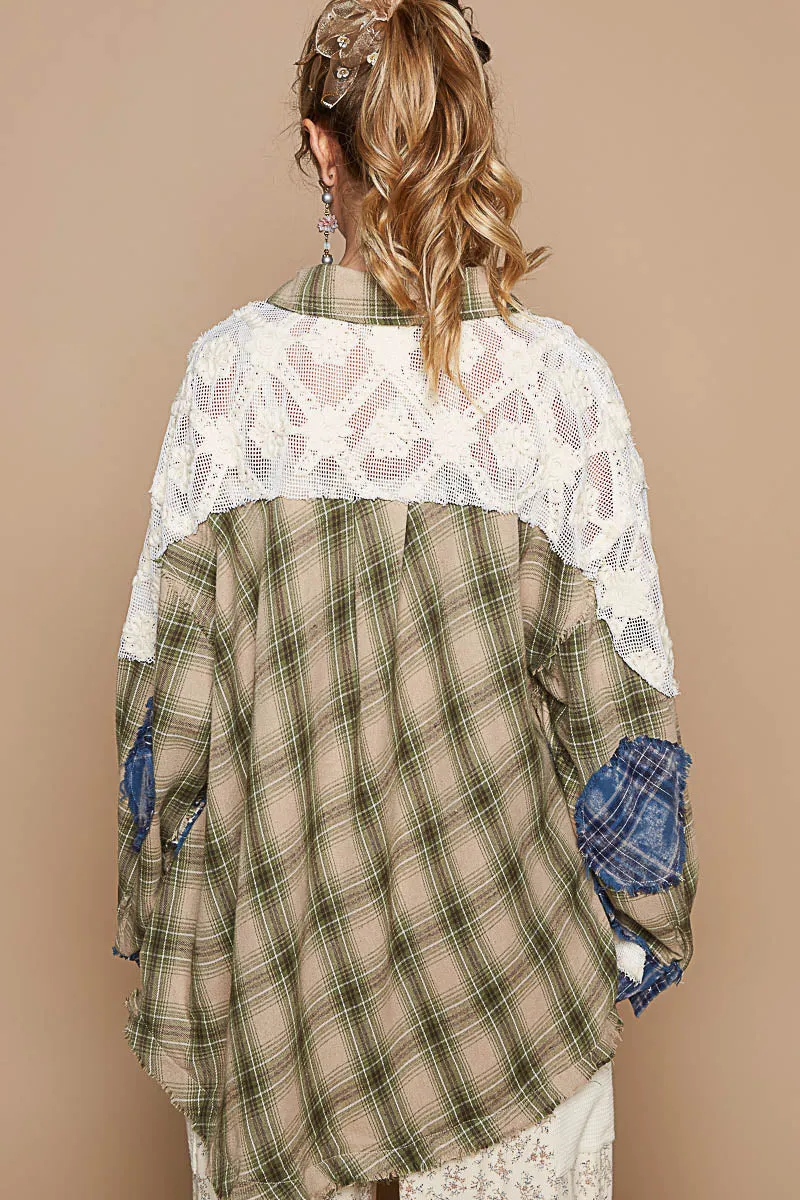 Olive & Blue Lace Flannel