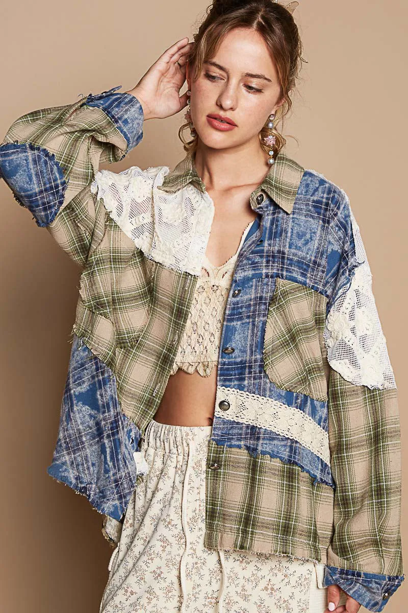 Olive & Blue Lace Flannel