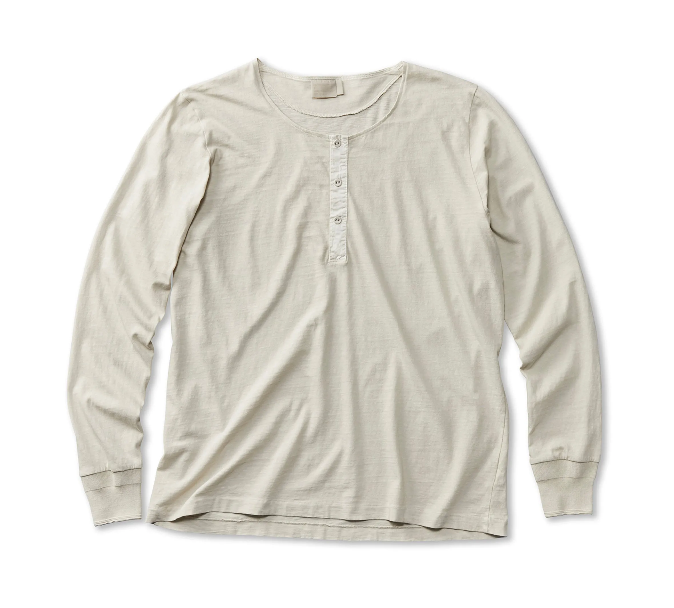 On the Roam x H-D Chainstitch Script Henley - Silver White