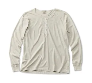 On the Roam x H-D Chainstitch Script Henley - Silver White