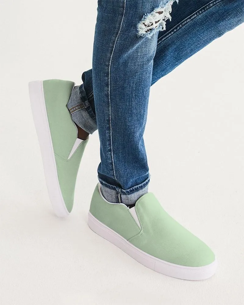 Pale Pastel Green Slip-On Canvas Sneakers | Men's | Bright Pale Pastel Green | C22M0Y30K0