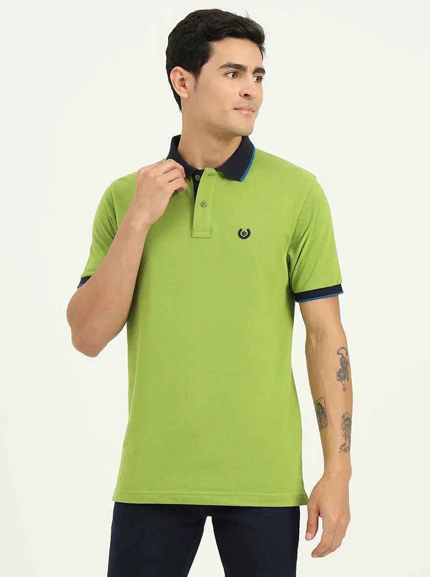 Parrot Green Solid Slim Fit Polo T-Shirt | Greenfibre