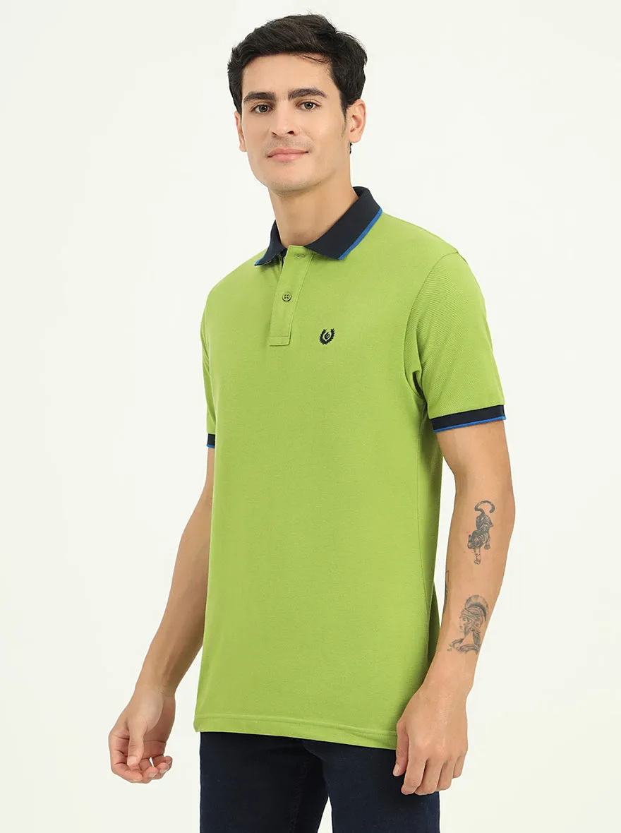 Parrot Green Solid Slim Fit Polo T-Shirt | Greenfibre