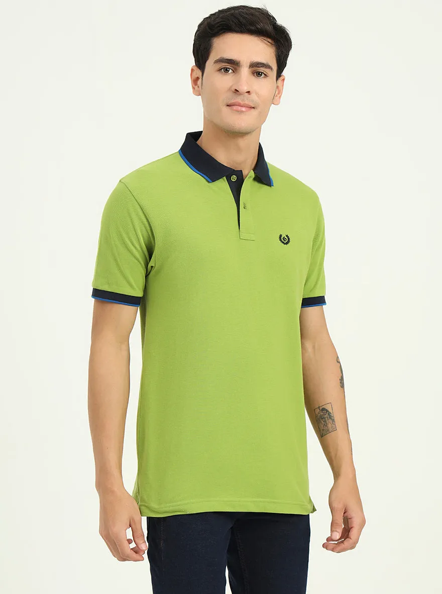 Parrot Green Solid Slim Fit Polo T-Shirt | Greenfibre