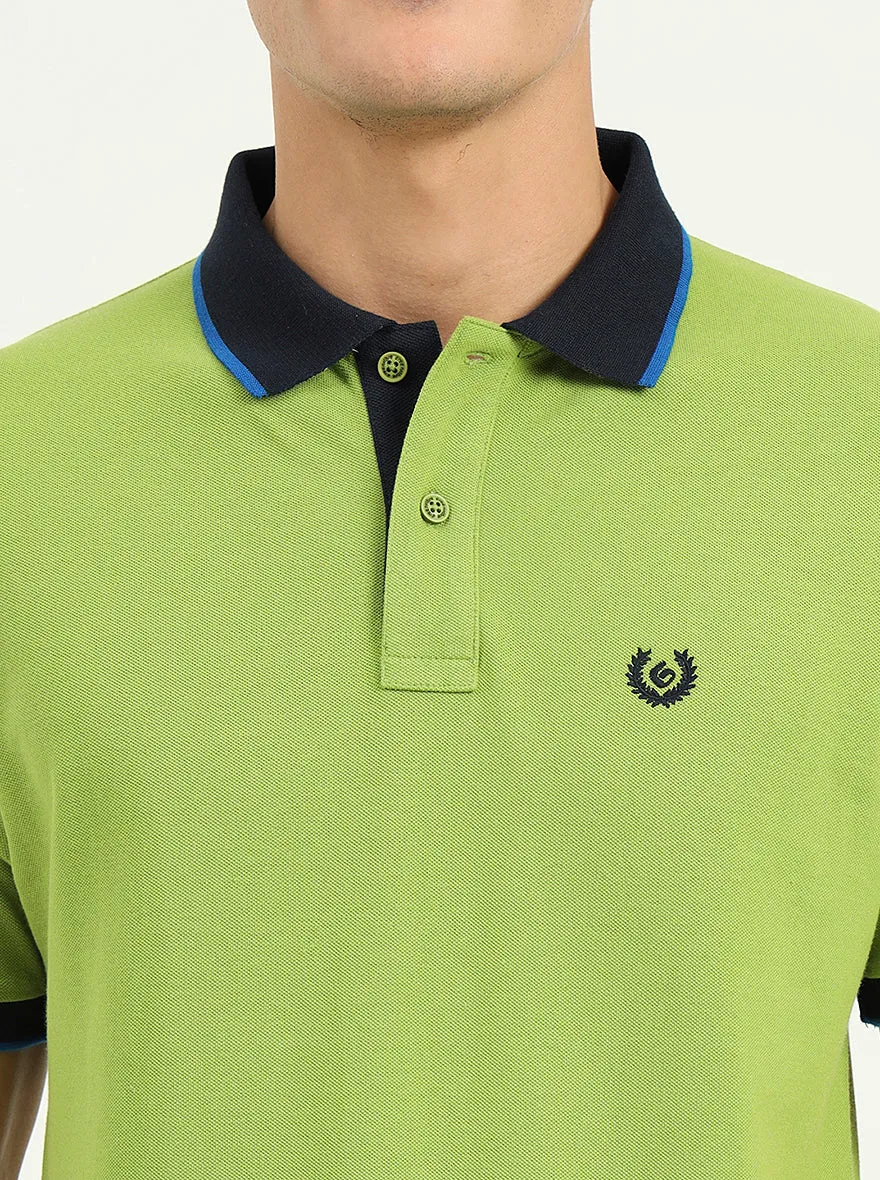 Parrot Green Solid Slim Fit Polo T-Shirt | Greenfibre