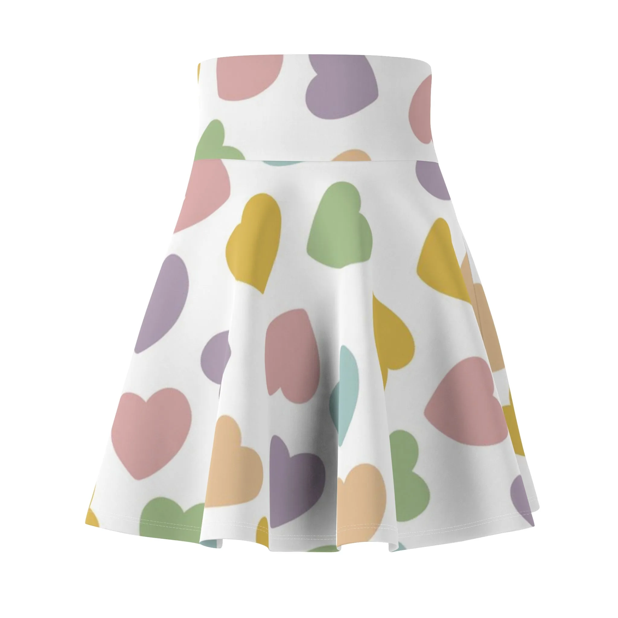 Pastel Valentines Heart Womens Skater Flare Skirt - Saiko Studio