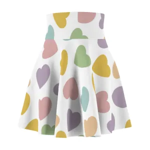 Pastel Valentines Heart Womens Skater Flare Skirt - Saiko Studio
