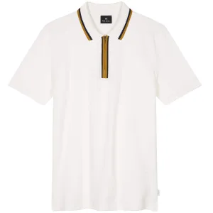 PAUL SMITH CONTRAST TIPPING ZIP-NECK POLO SHIRT