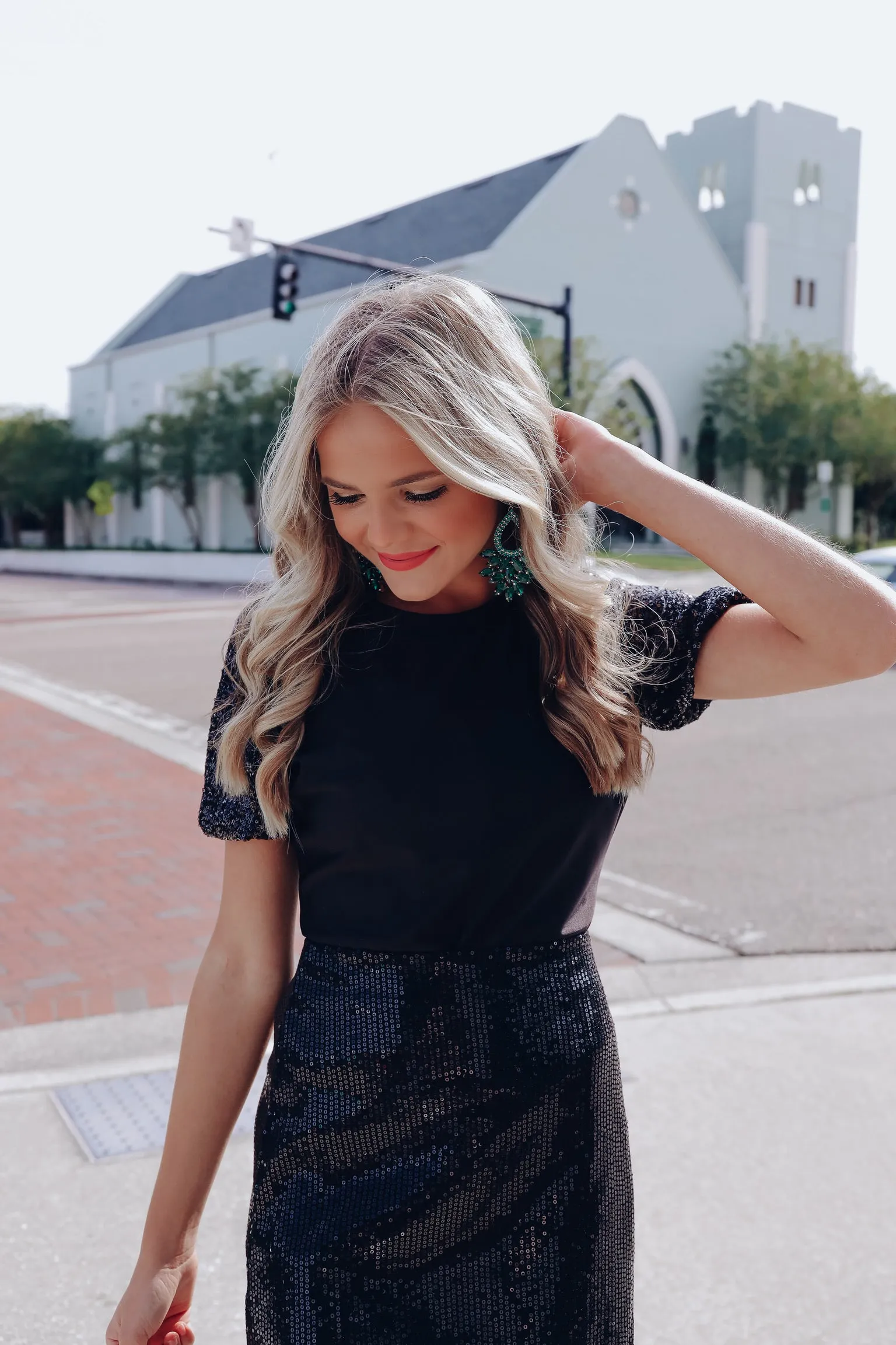 Perfect Puff Sleeve Sequin Top - Black