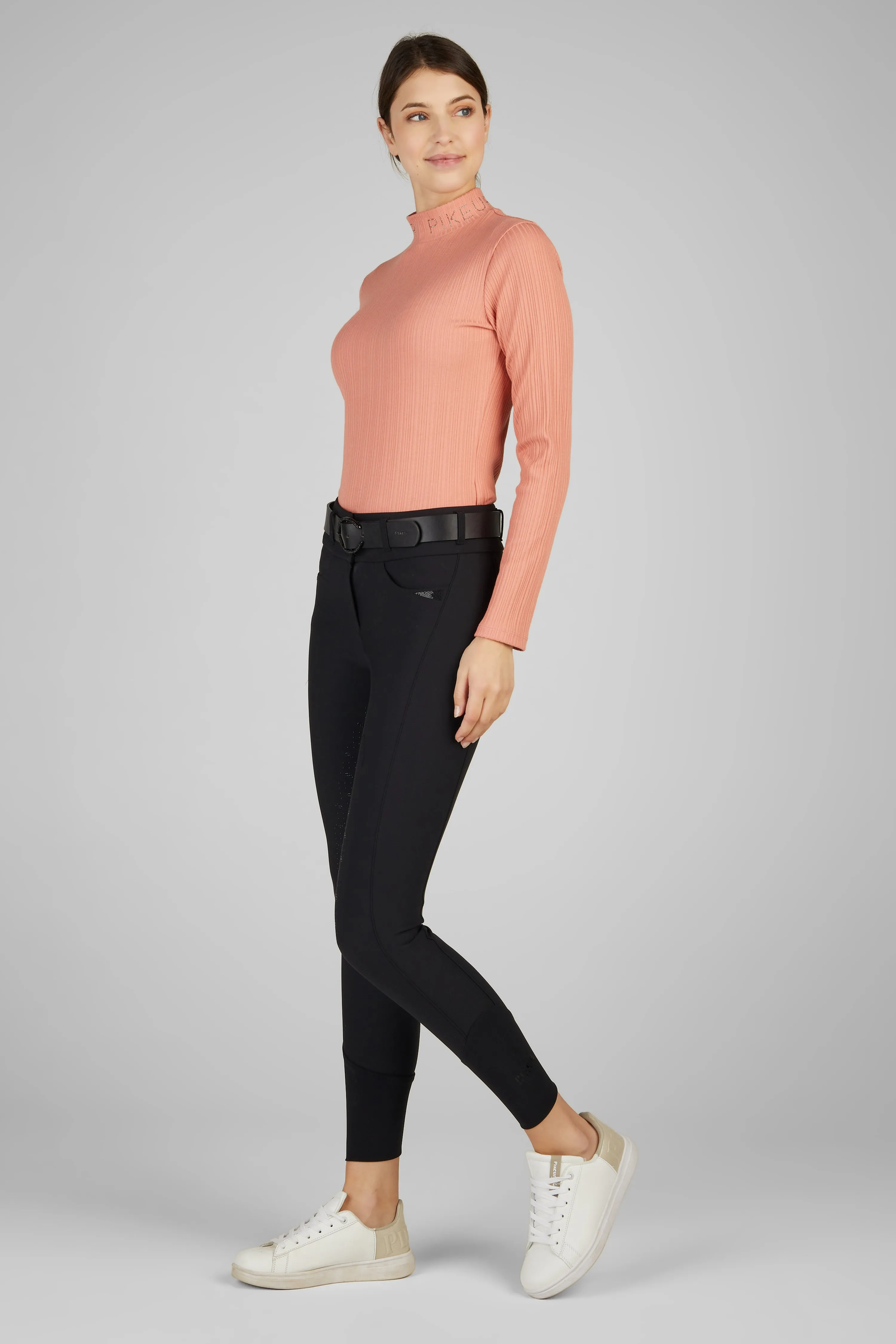 Pikeur selection roll neck top in Peach
