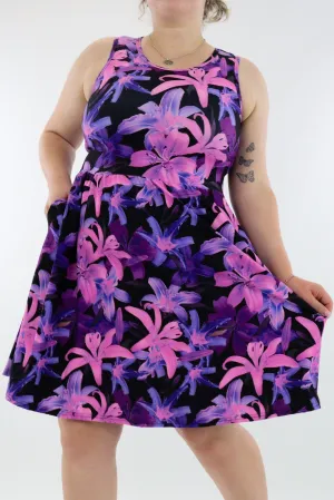 Pink Lilly - Sleeveless Skater Dress - Knee Length - Side Pockets