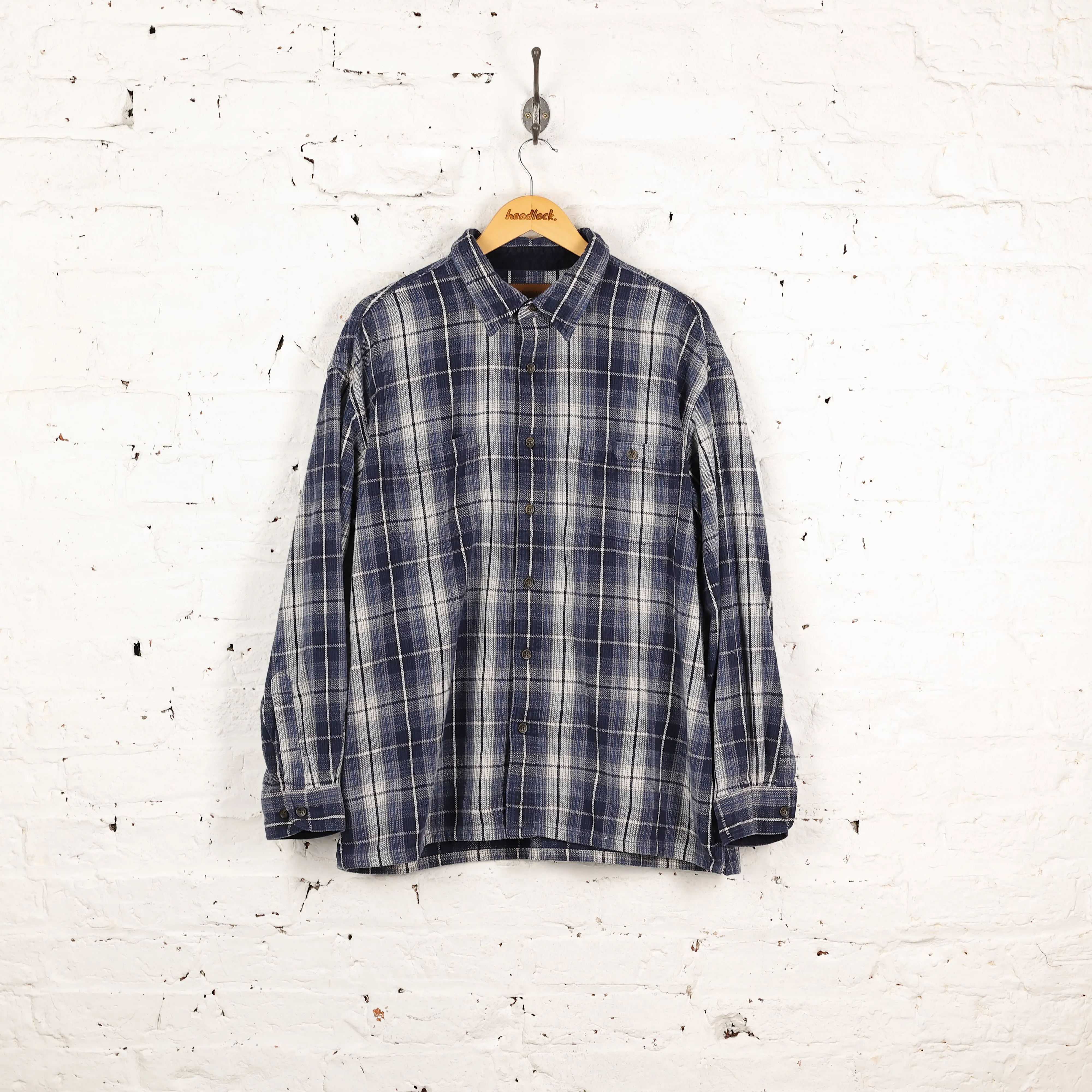 Plaid Check Flannel Shirt - Blue - XL