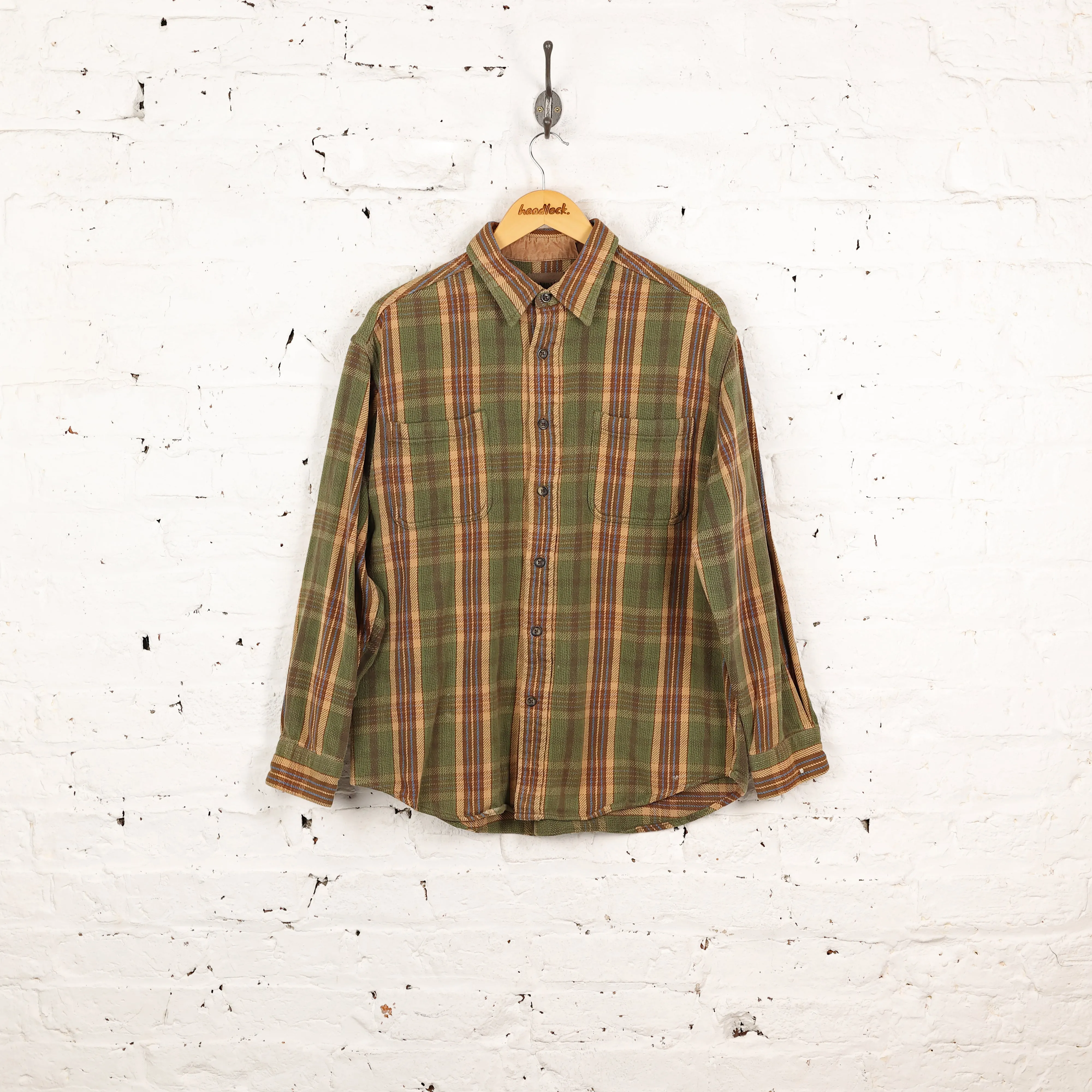 Plaid Check Flannel Shirt - Green - L