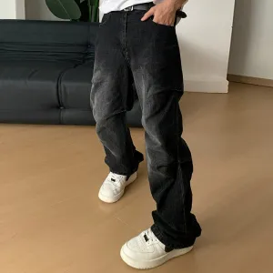 Pleated Washed Loose Fit Jeans