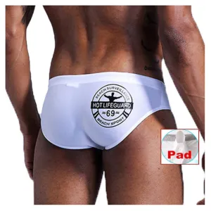 PLUS Size Pouch Bulge Enhancing Push Up Cup Men Brief Swimwear Push Pad Male Sexy Swimwear Swimsuit Waterproof Swimming Trunks